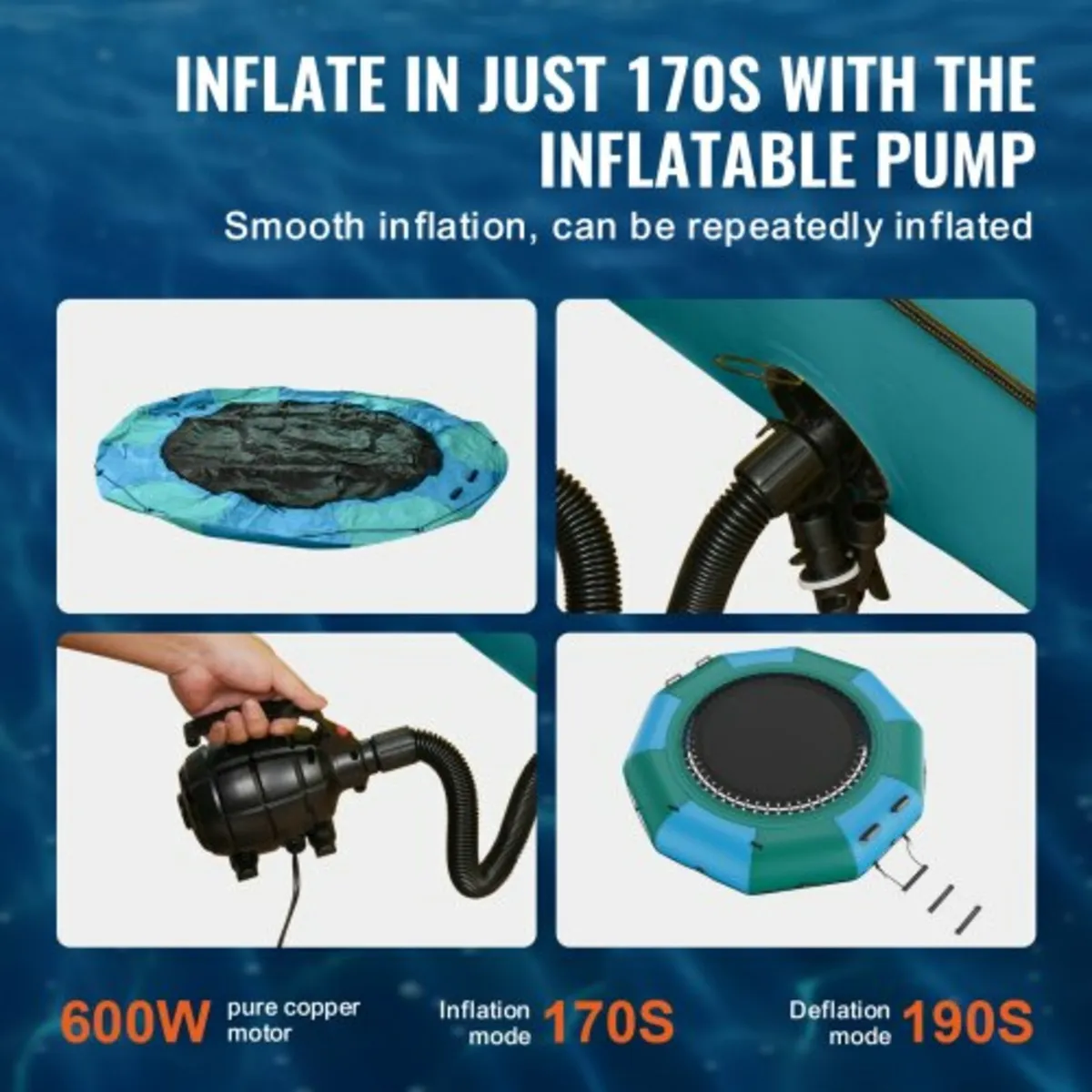 10ft Inflatable Water Trampoline Swim Platform Bou - Image 3