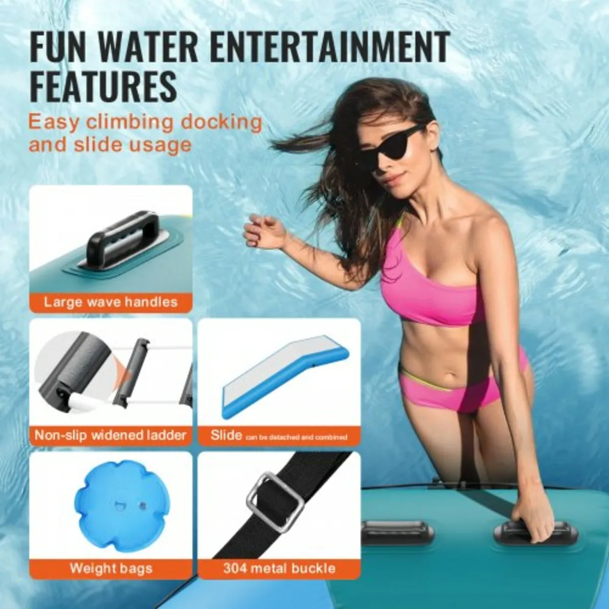10ft Inflatable Water Trampoline Swim Platform Bou - Image 4