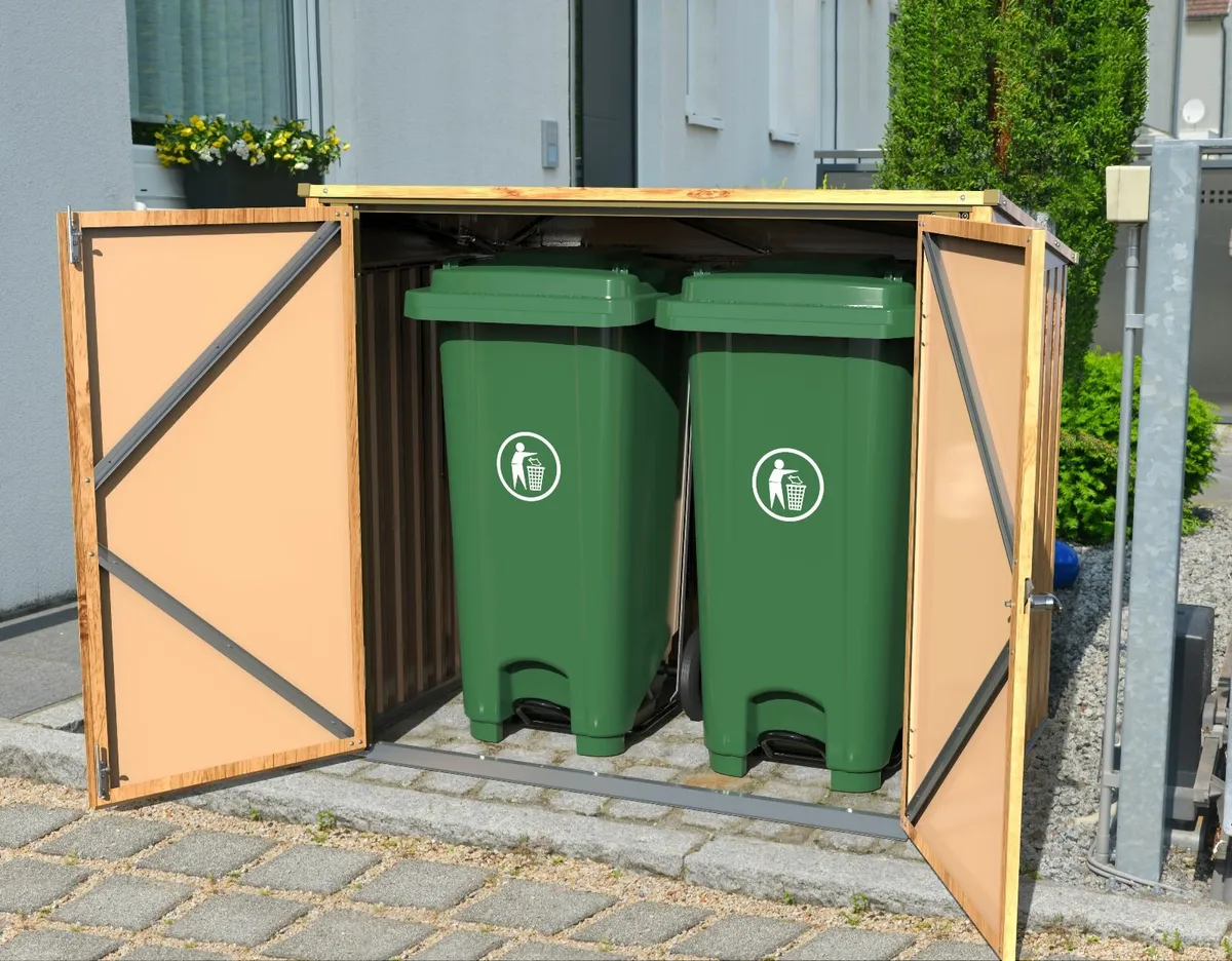 Duramax 2 Wheelie bin - Metal Sheds 5x3- Brown - Image 2