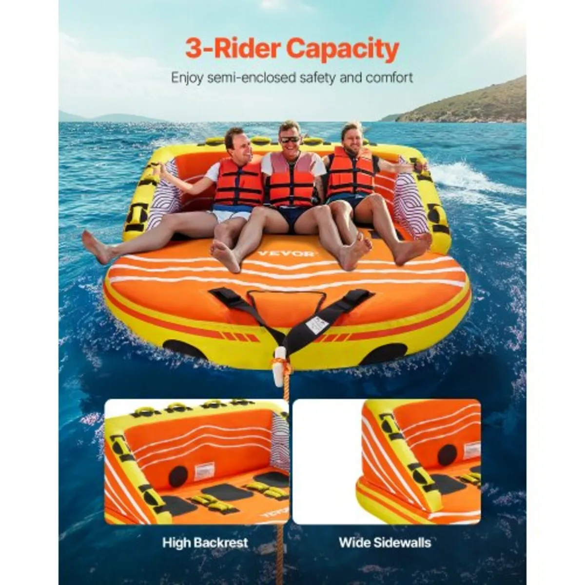 Towable Tube for Boating 1-3 Riders Inflatable Boa - Image 3