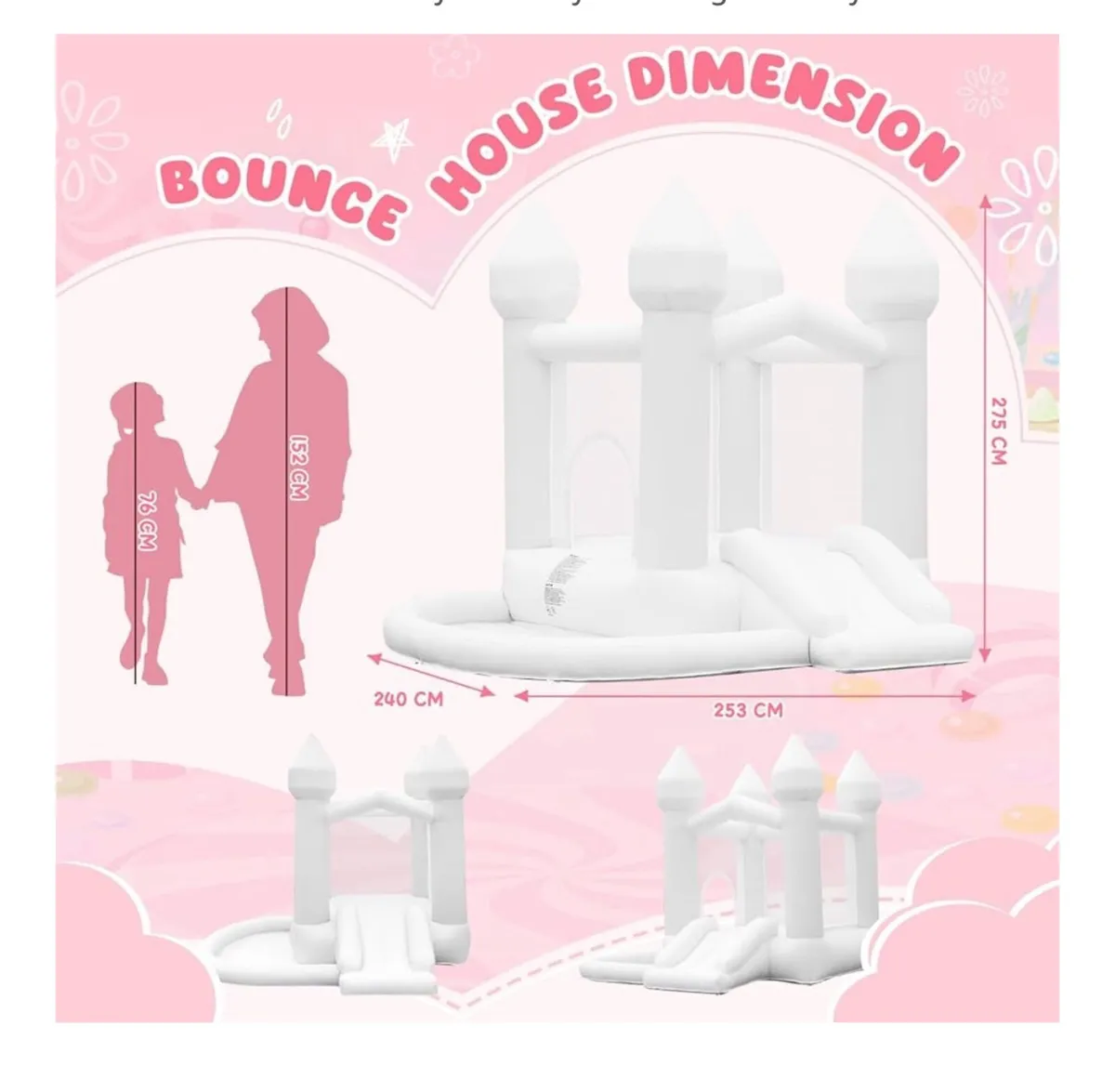 White bounce castle with slide - Image 2