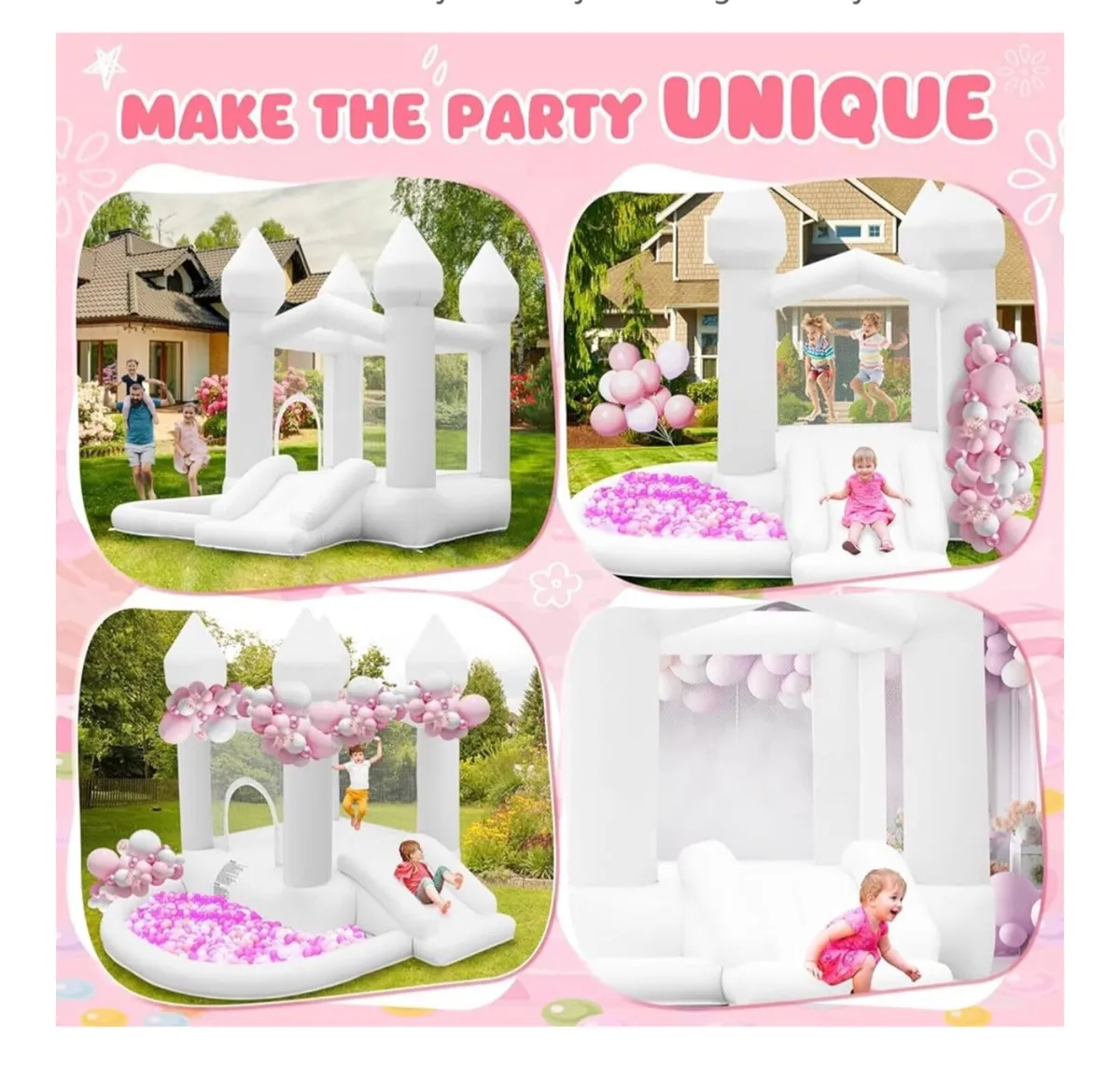White bounce castle with slide - Image 3