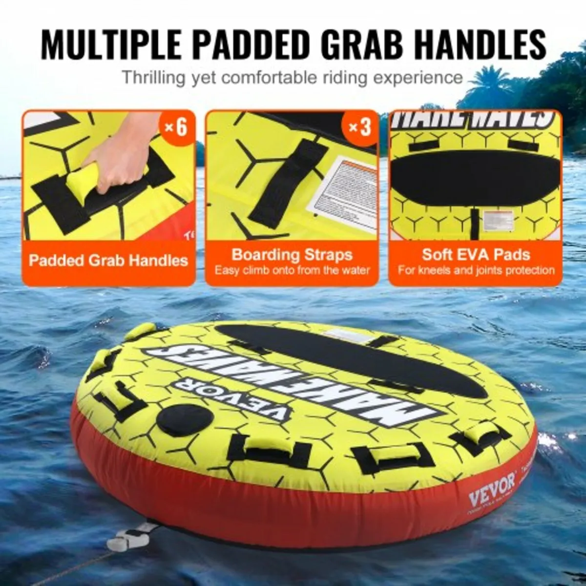 Towable Tube for Boating, 1-3 Riders Inflatable Bo - Image 3