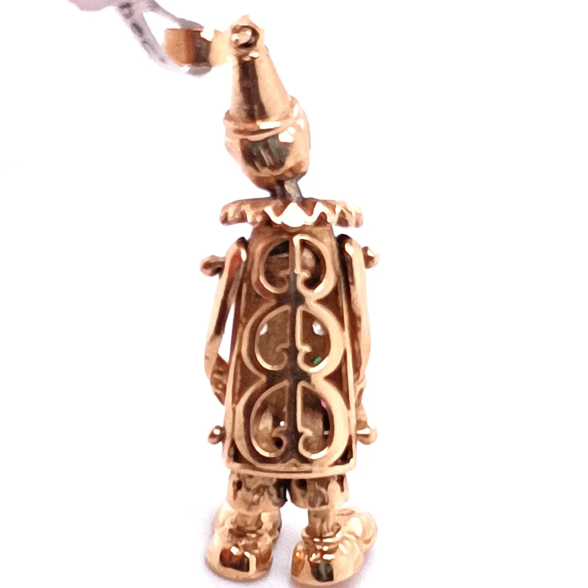 9k gold vintage articulated clown pendant - Image 2
