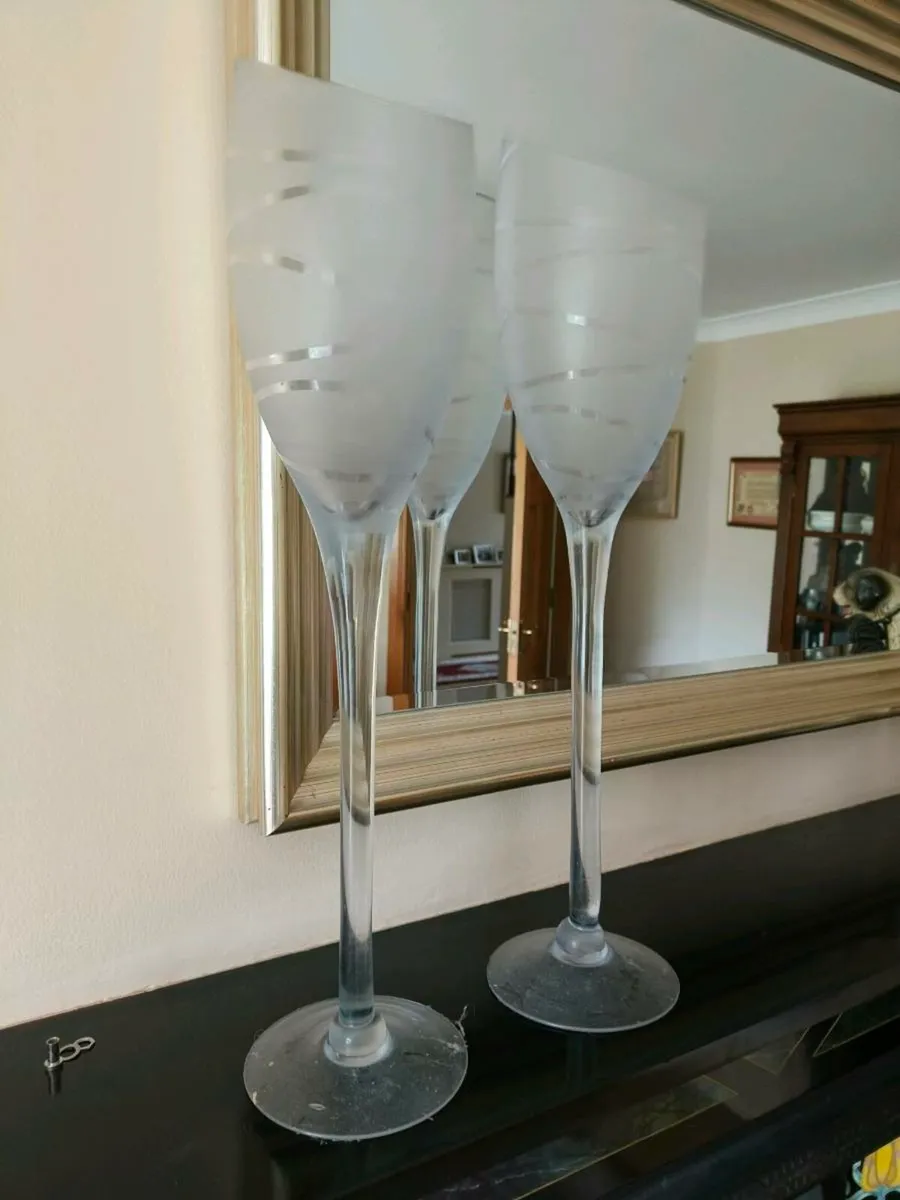 Glass vases/candle holders x2 - Image 1