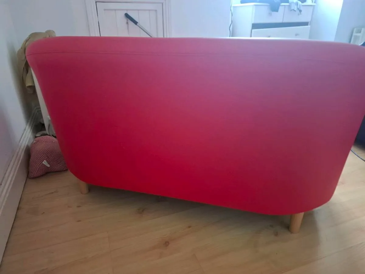 Red 2 Seater faux leather sofa - Image 3