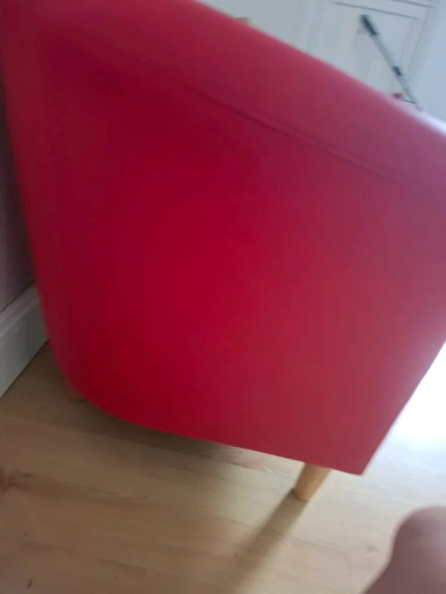 Red 2 Seater faux leather sofa - Image 4