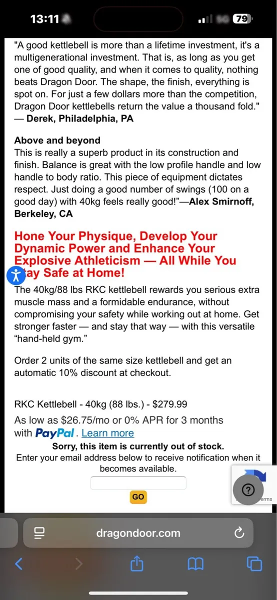 RKC 40KG KETTLEBELL, COST 250 EURO, SELL 100 EURO! - Image 4