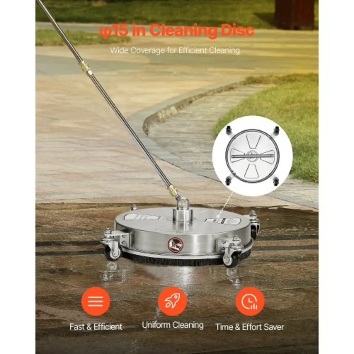 16.5" Pressure Washer Surface Cleaner 4 Wheels Sta - Image 2