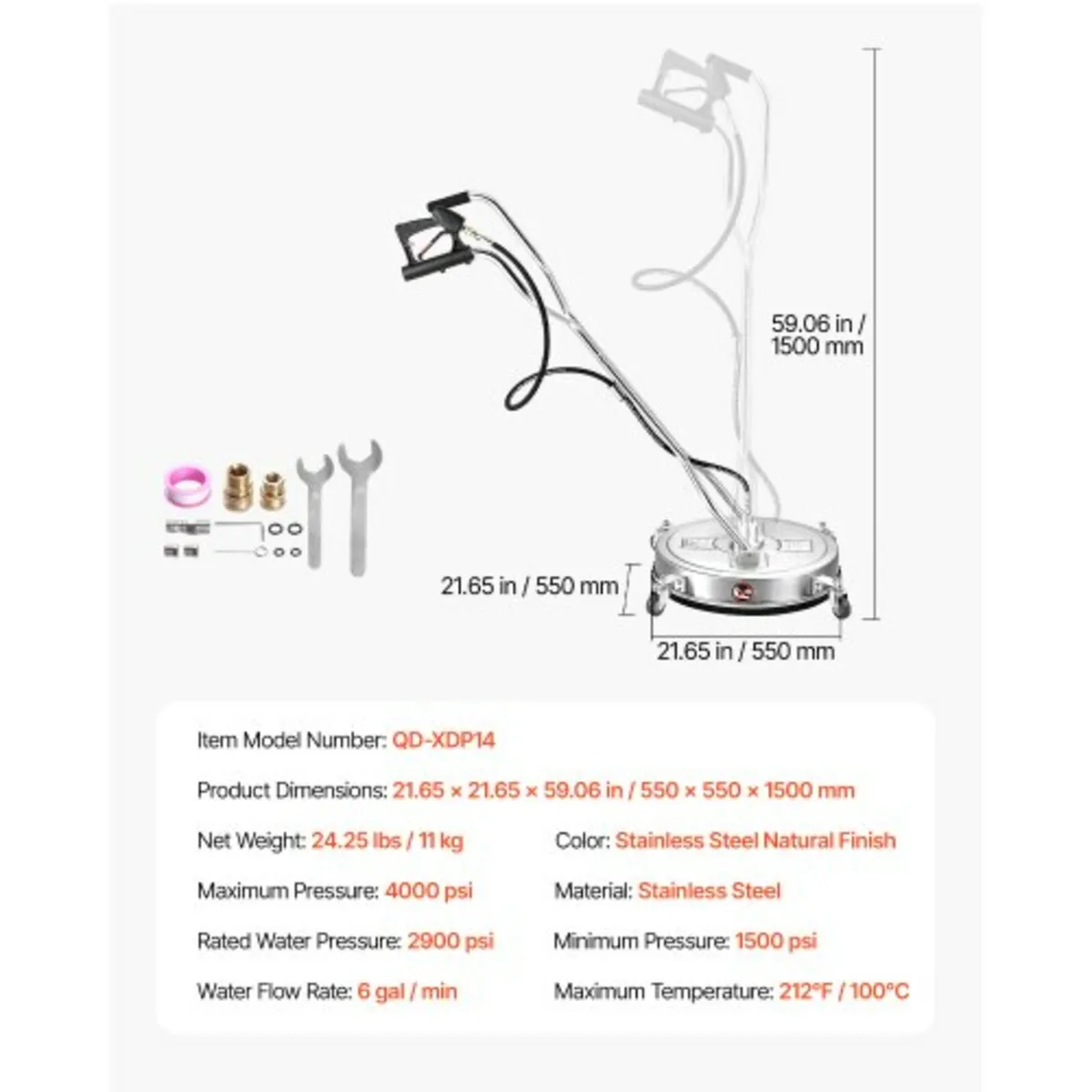 22" Pressure Washer Surface Cleaner 4 Wheels Dual - Image 4