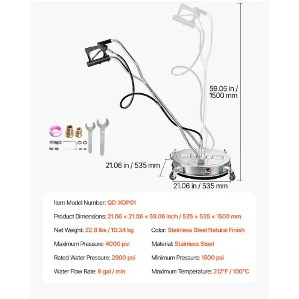 21" Pressure Washer Surface Cleaner 4 Wheels Dual - Image 2