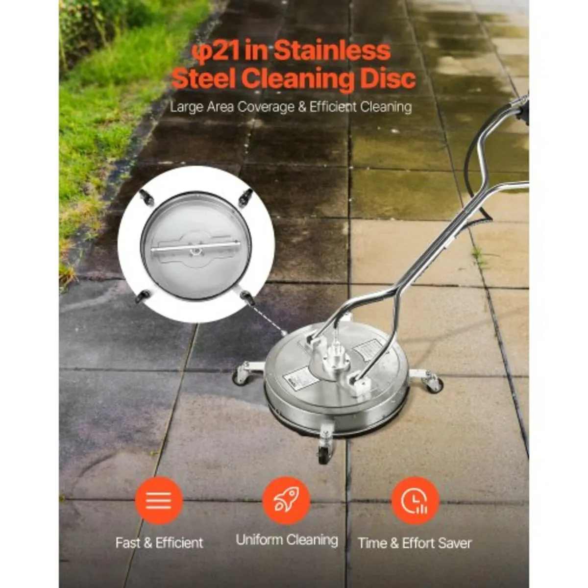 21" Pressure Washer Surface Cleaner 4 Wheels Dual - Image 3