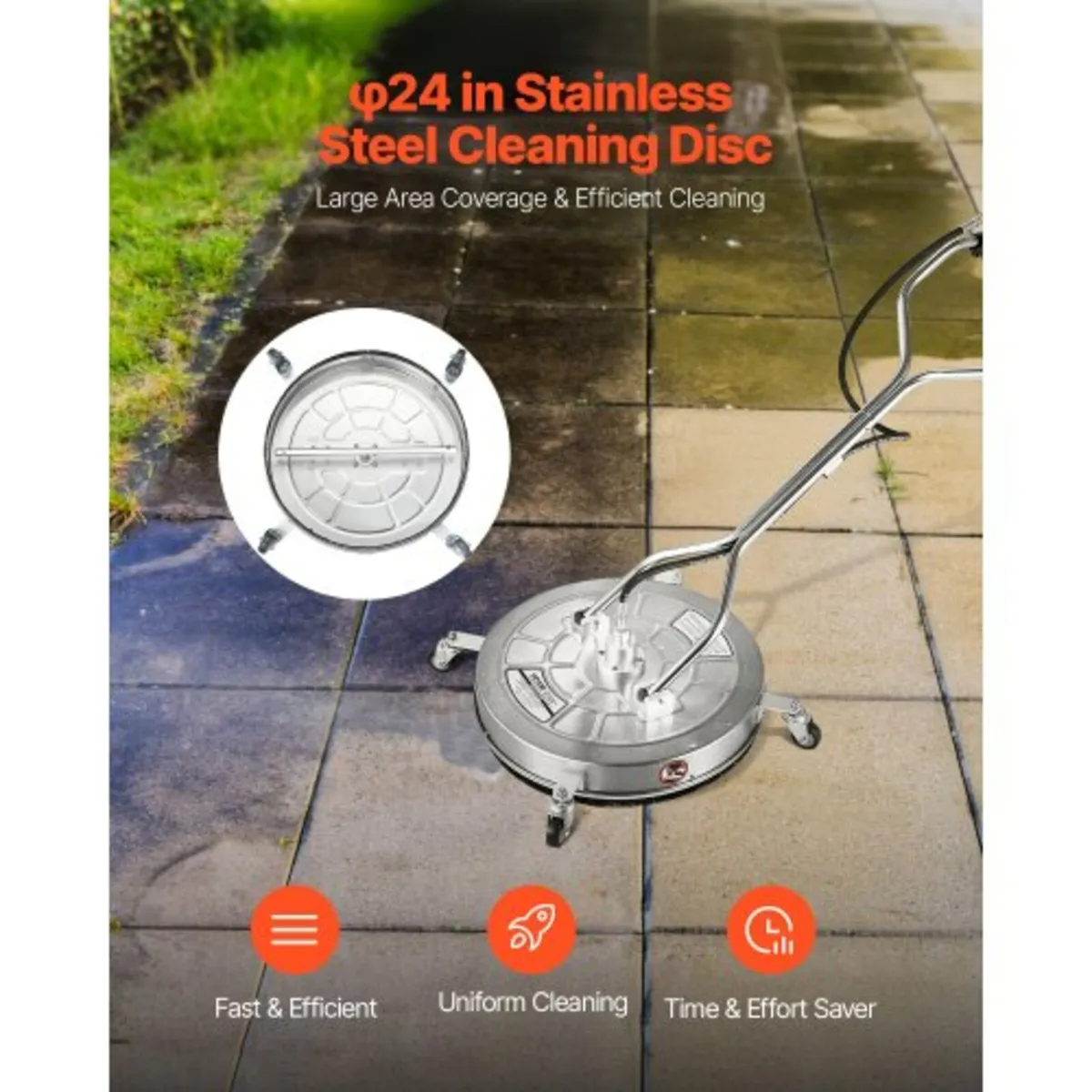 24" Pressure Washer Surface Cleaner 4 Wheels Dual - Image 3