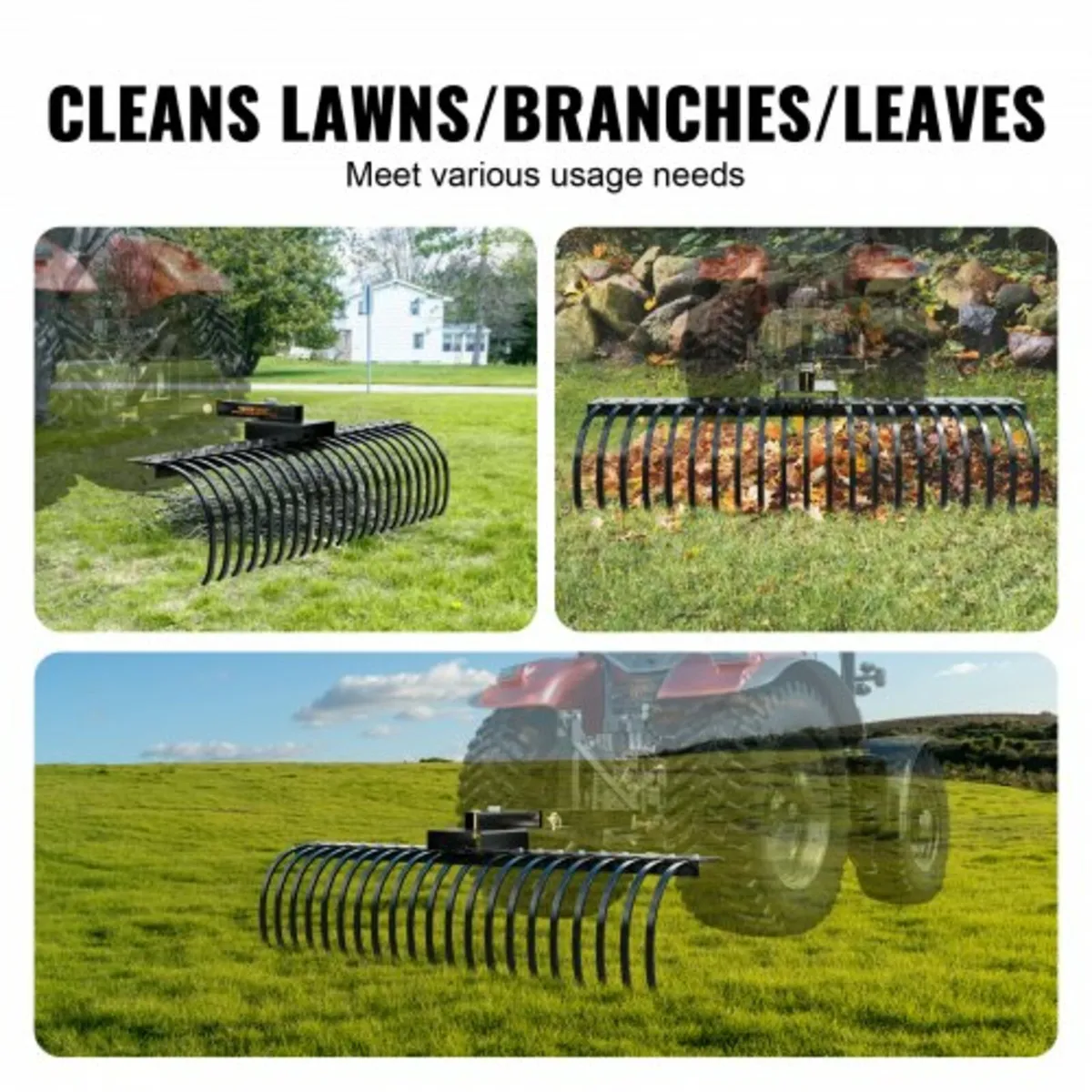 Tow Behind Landscape Rake 60" Lawn Dethatcher Rake - Image 3