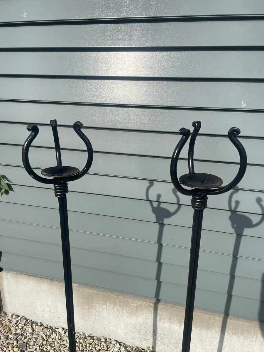 2 Tall Wrought Iron Candle Holders - Image 3