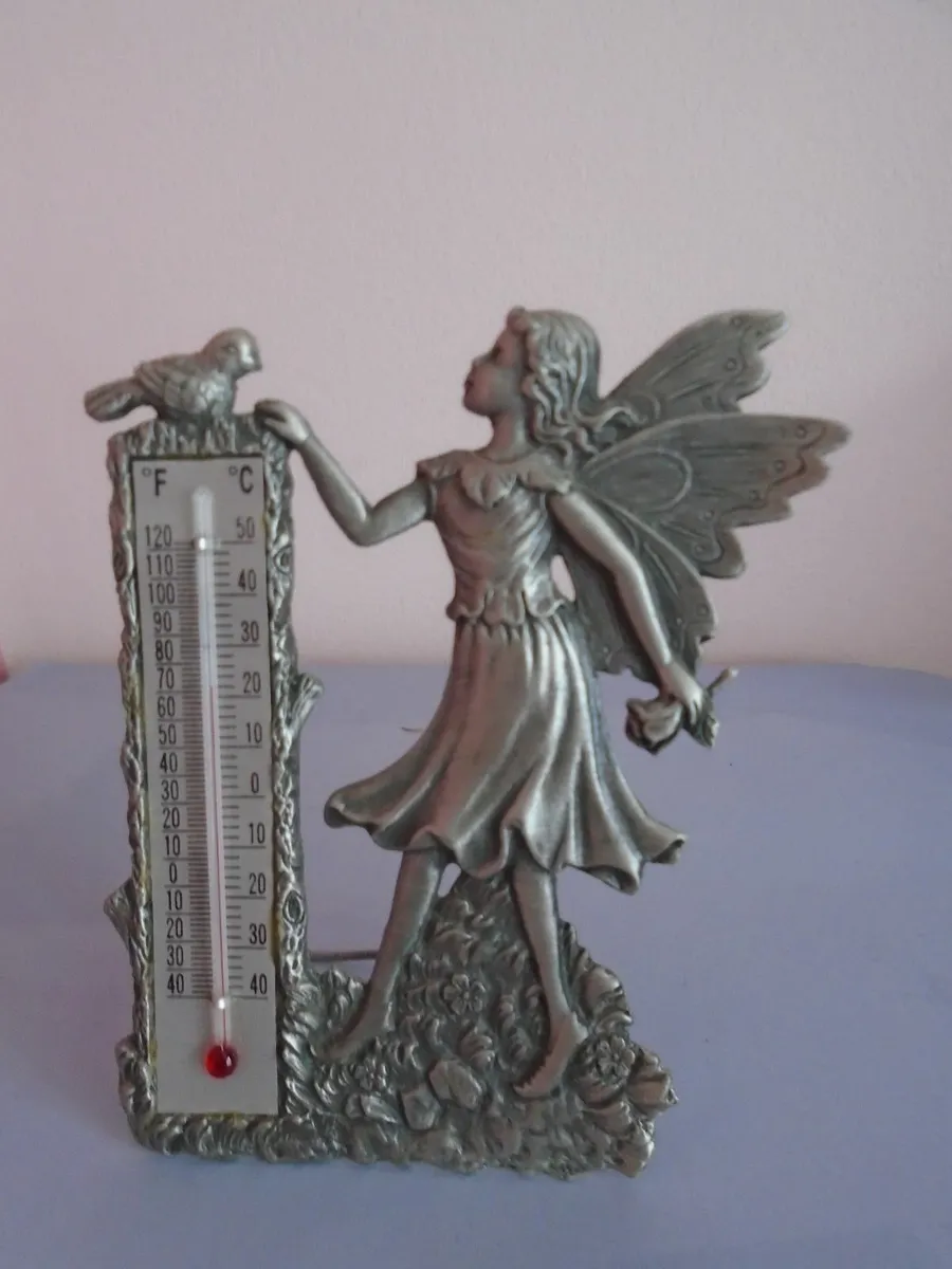 Pewter thermometer, Home decor,Fairy ornament - Image 1