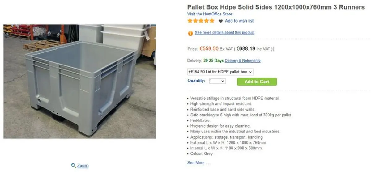 Solid HDPE pallet boxes with lids - Image 3