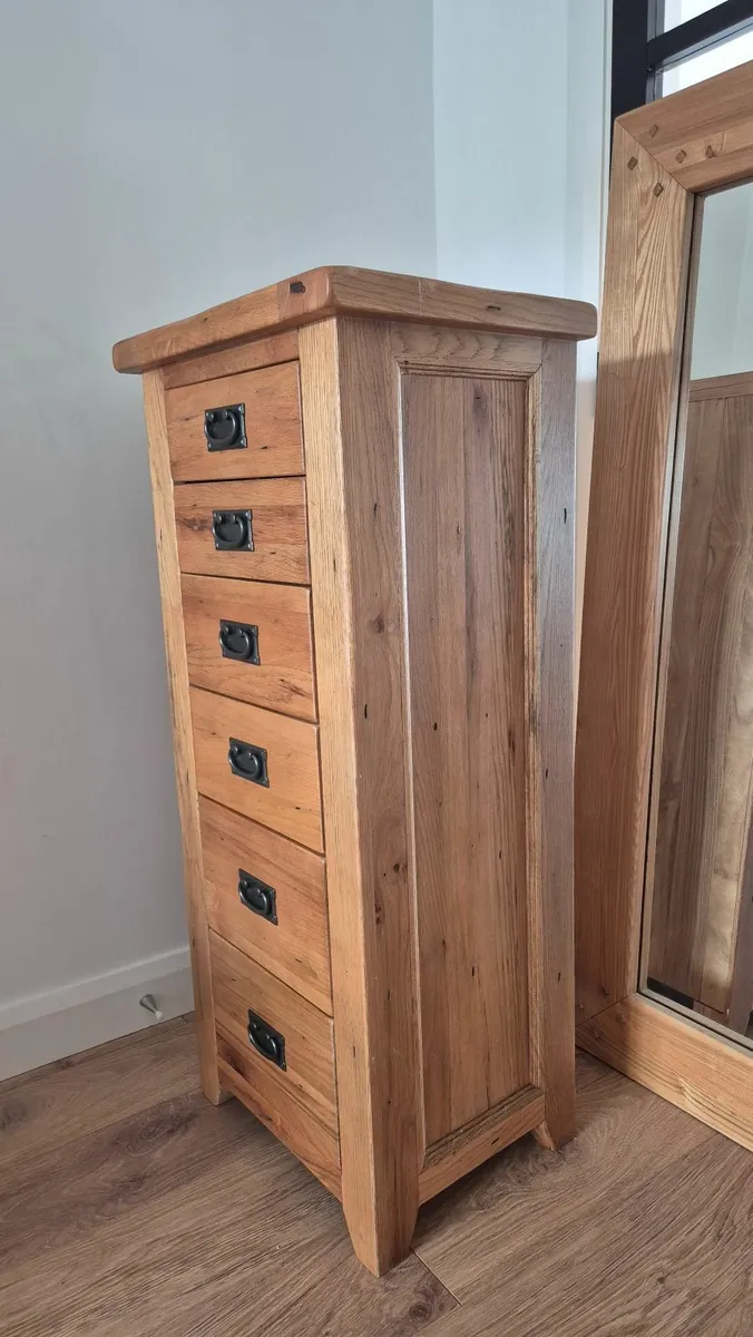 Oak Tallboy 6 Drawer Cabinet - Image 2