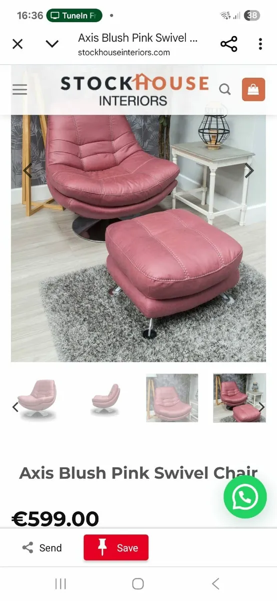 Swivel chair with matching foot stool x2 - Image 4