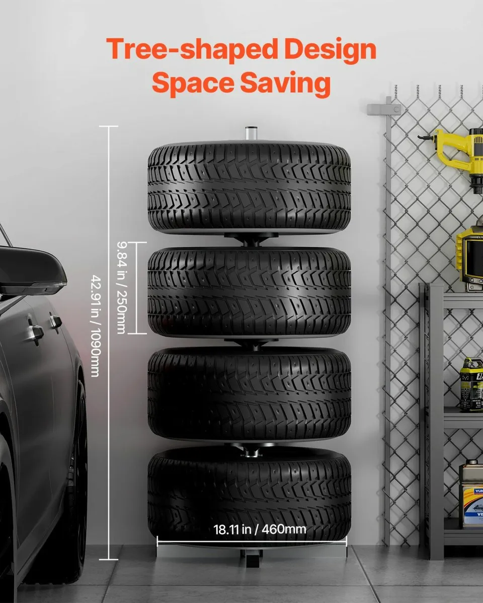 Tire Rack for 4 Tires with Rim Tyre Stand Holder - Image 1