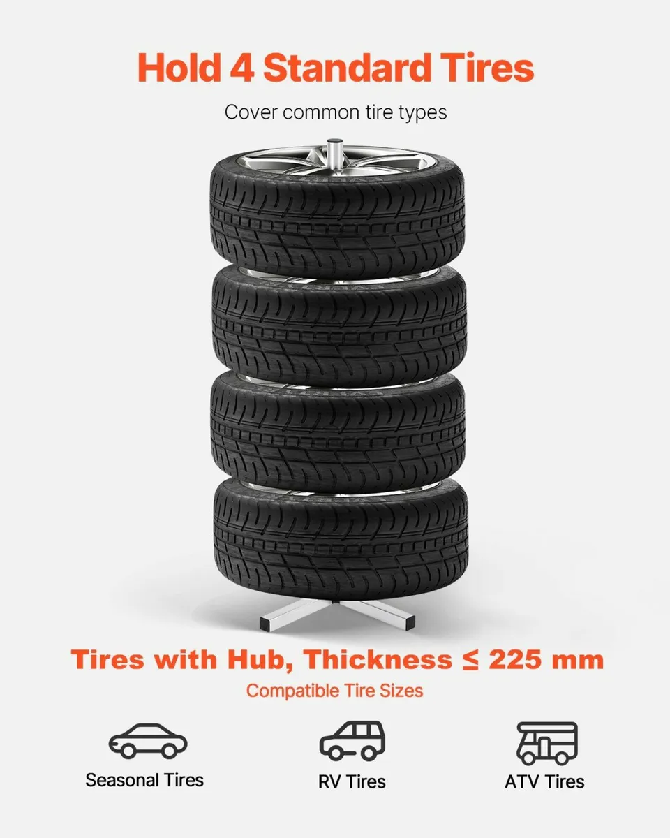 Tire Rack for 4 Tires with Rim Tyre Stand Holder - Image 4