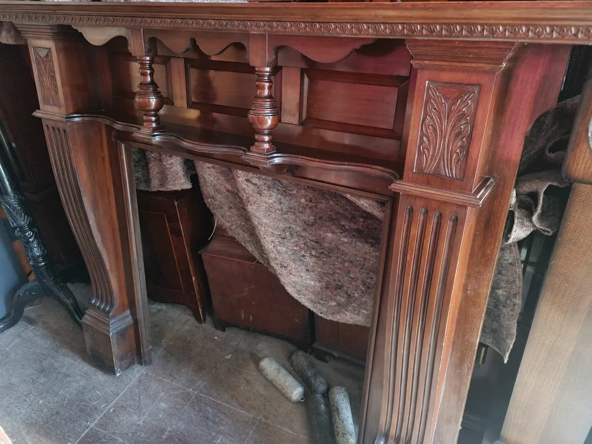 LARGE ANTIQUE MAHOGANY FIREPLACE - Image 1