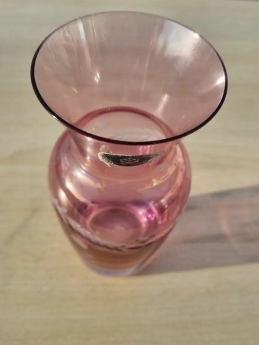 Vintage CLOVER LEAF GLASS vase from Slovakia - Image 2