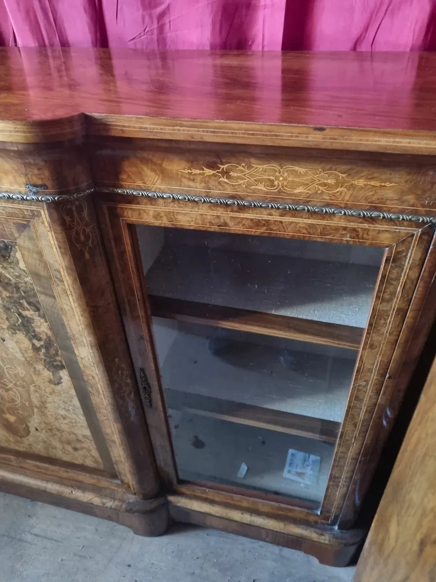 VICTORIAN WALNUT INLAID CREDENZA - Image 4