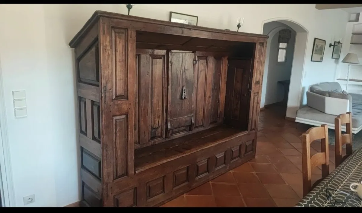 Antique settle. French oak. - Image 1
