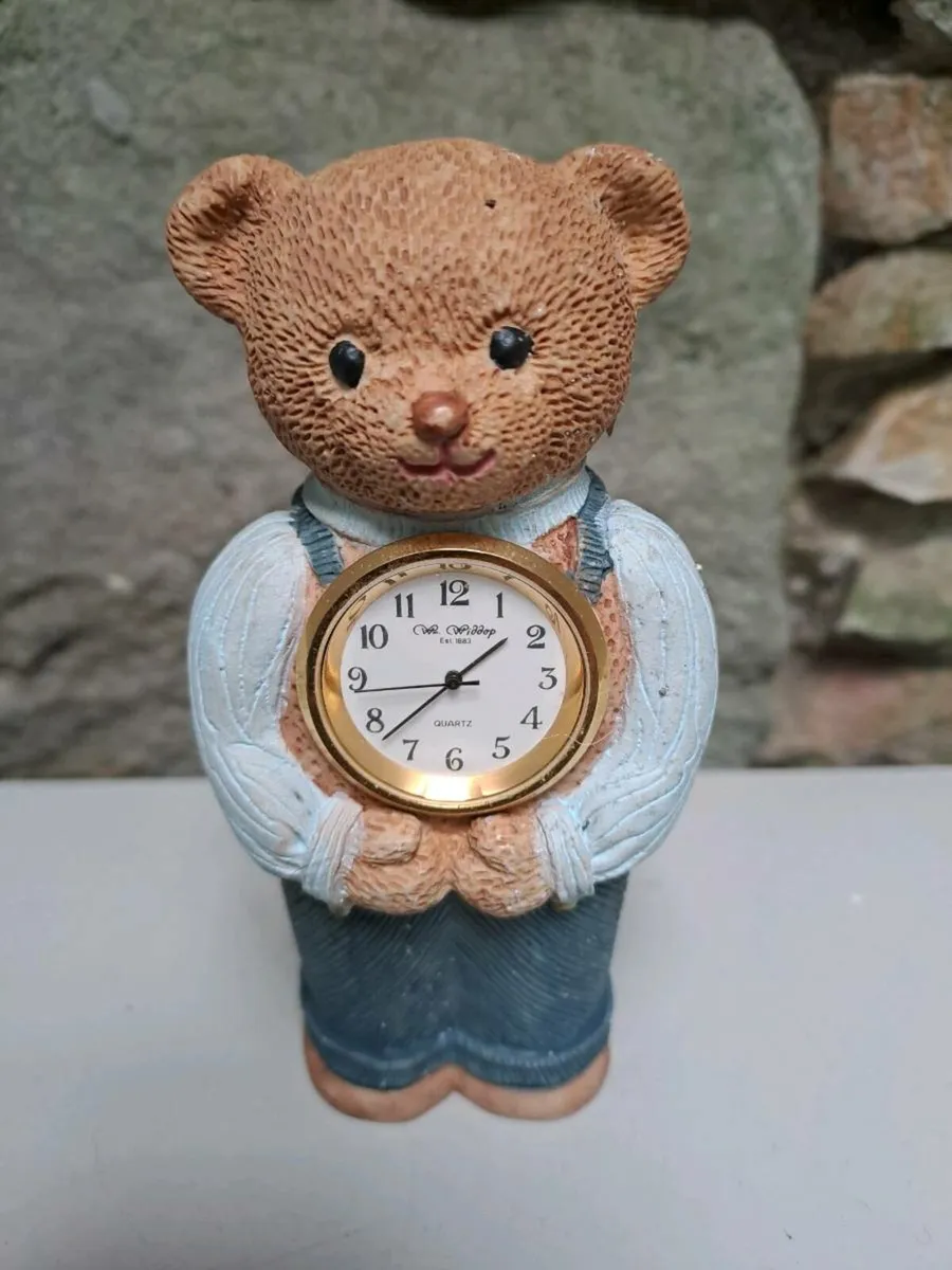 Vintage W Widdop Clock Teddy bear - Image 1
