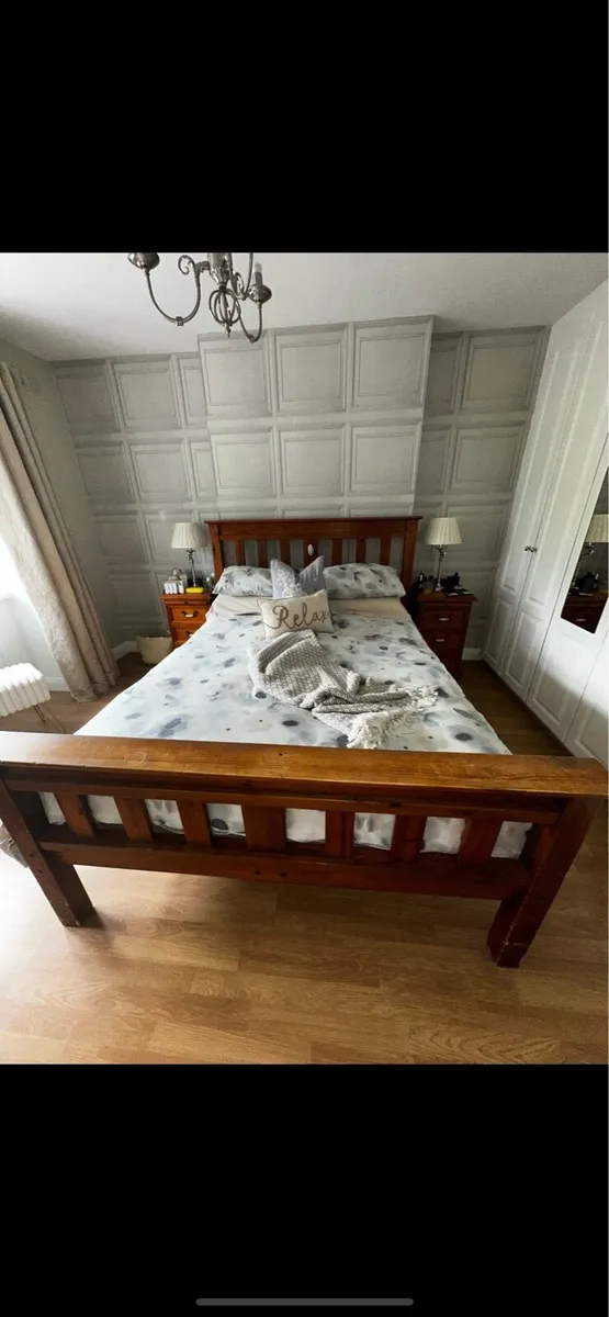 Solid Oak Wooden King Bed - Image 1