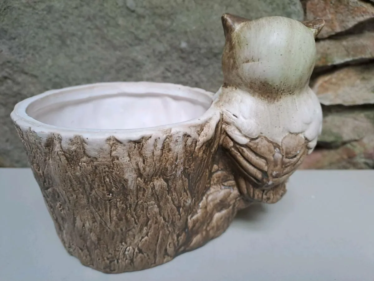 Vintage ceramic owl planter pot - Image 4