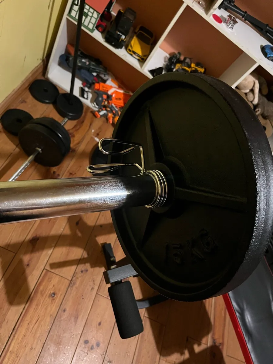 Bench press with Olympic bar and 100kg set - Image 3