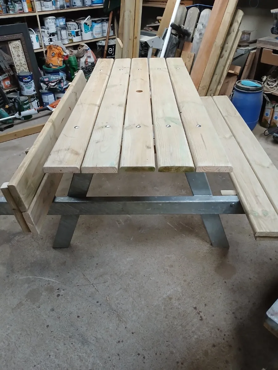 6ft Wooden Picnic Table with Galvanised Legs