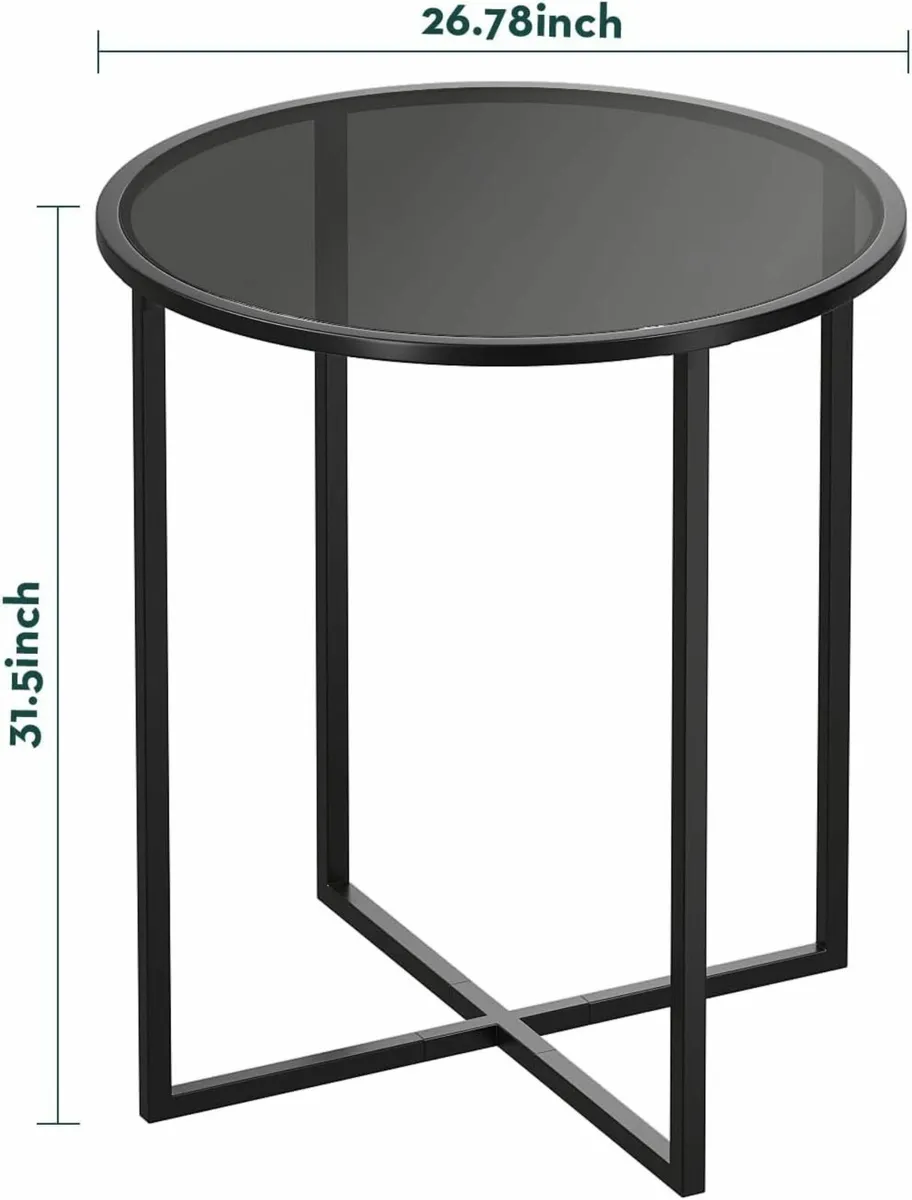 Round Glass Dining Table 68cm Black Breakfast bar - Image 2