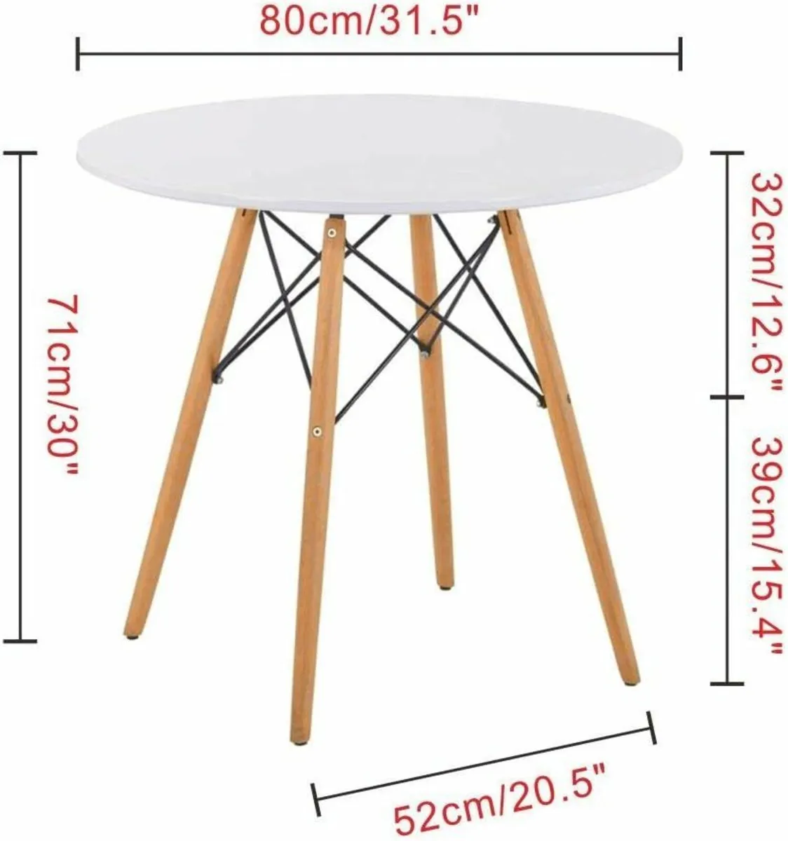 Dining Table Modern Kitchen White 80cm(Table Only) - Image 2