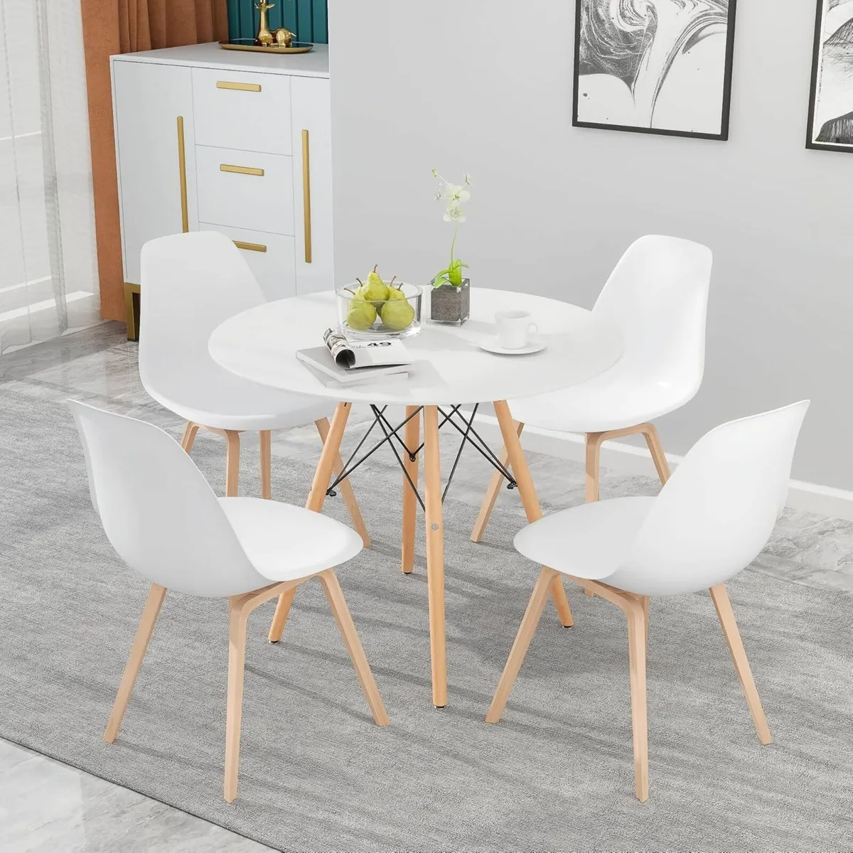 Dining Table Modern Kitchen White 80cm(Table Only) - Image 4