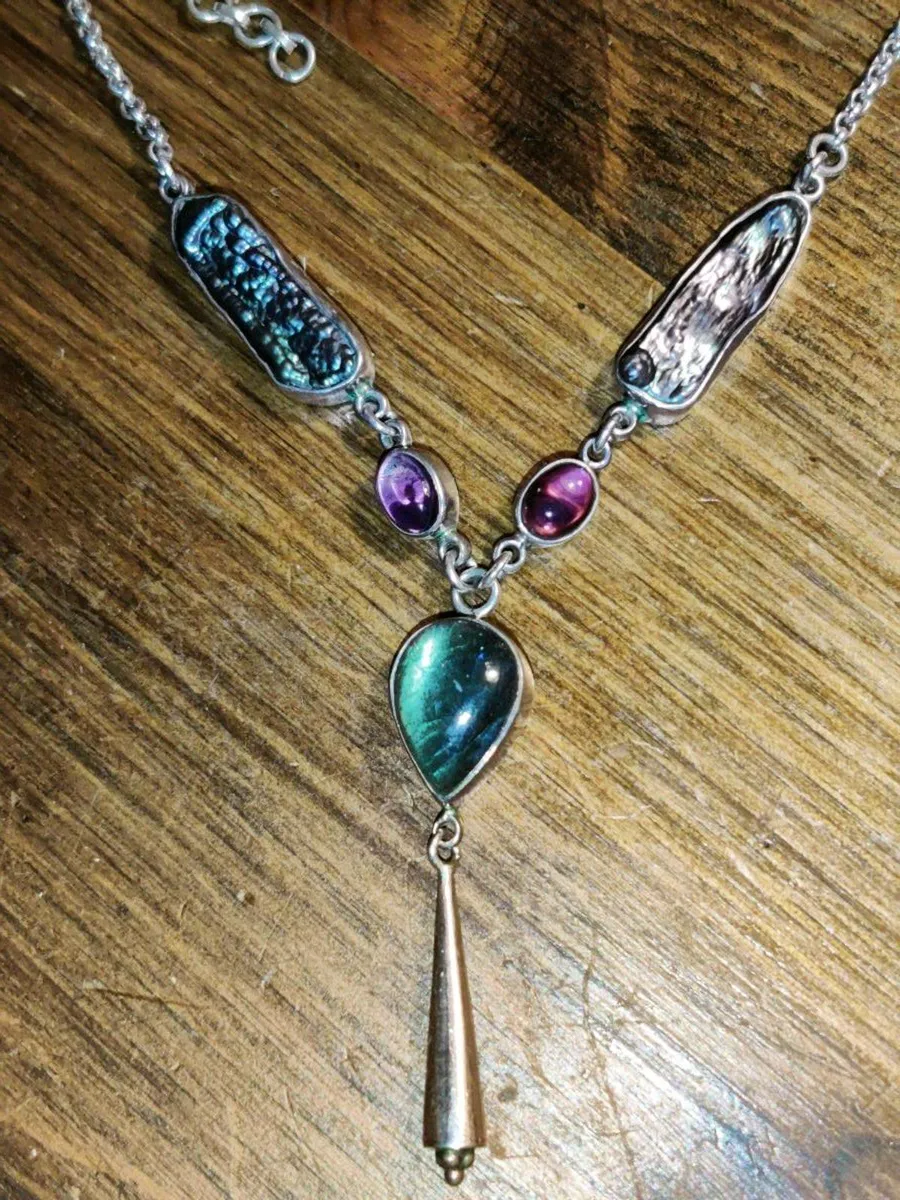 HUGE GREEN TOURMALINE, 925 Silver 18"Necklace ! - Image 3