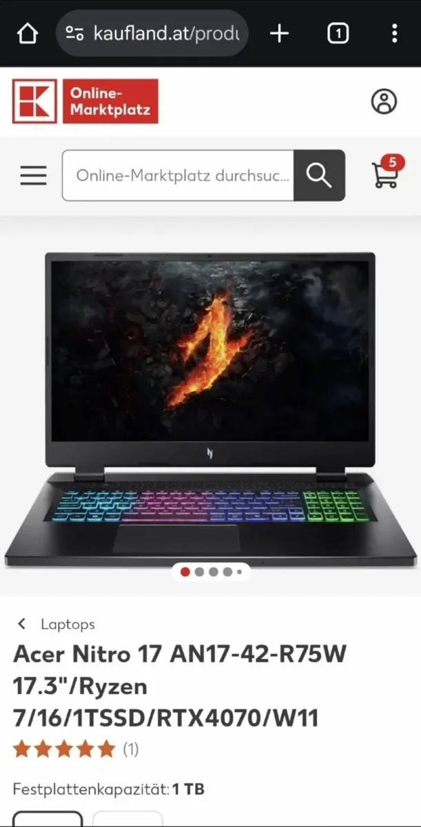**NEW** Acer Nitro 17 , 2k, Ryzen 7 8845HS , 4070 - Image 1