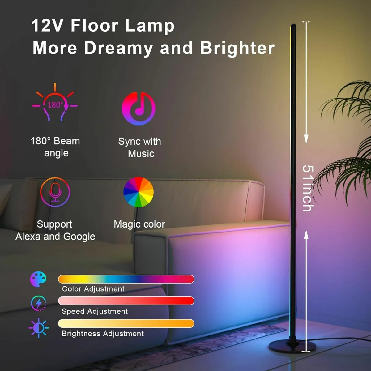 LED Floor Lamp Corner Smart Lamp Music Sync - Image 3
