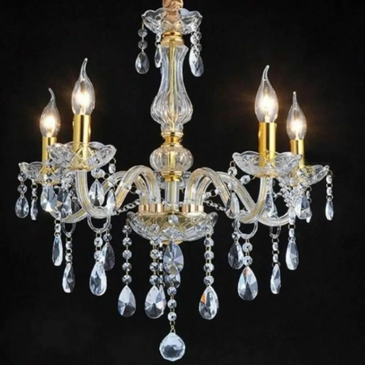 4-Light Modern Chandelier:Crystal Brilliance Above - Image 1