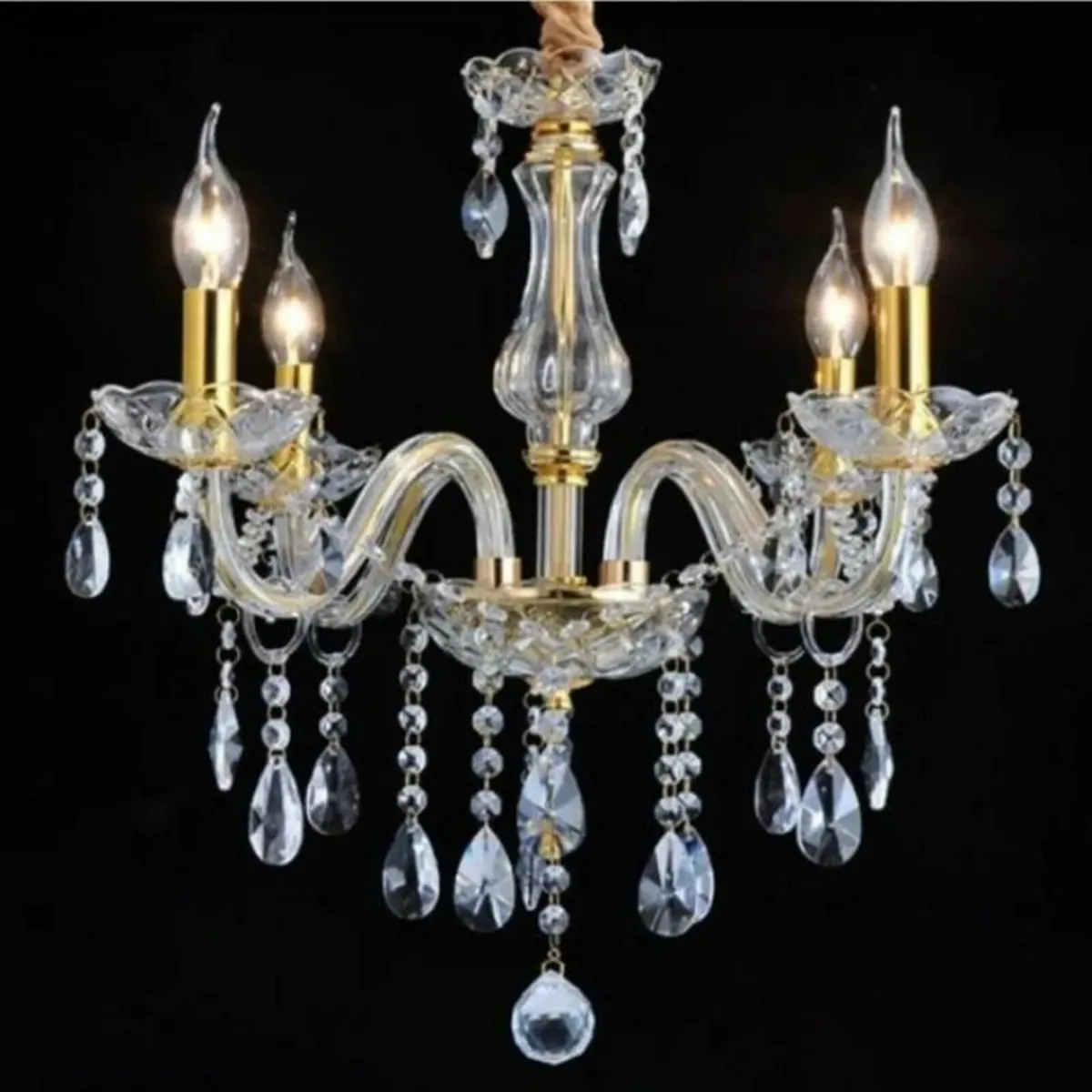 4-Light Modern Chandelier:Crystal Brilliance Above - Image 4