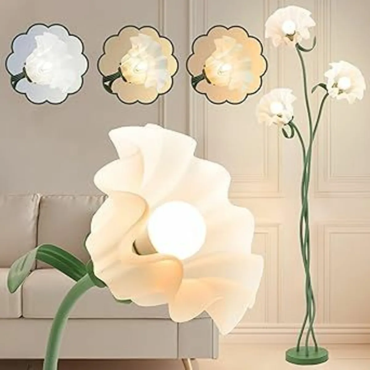 Vintage Flower Floor Lamp 3 Colour Reading - Image 2