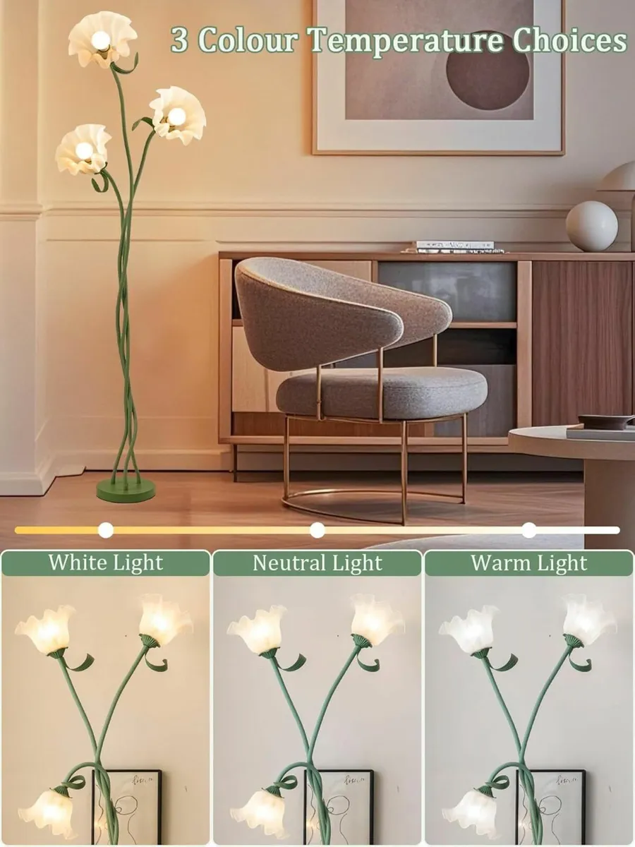 Vintage Flower Floor Lamp 3 Colour Reading - Image 3