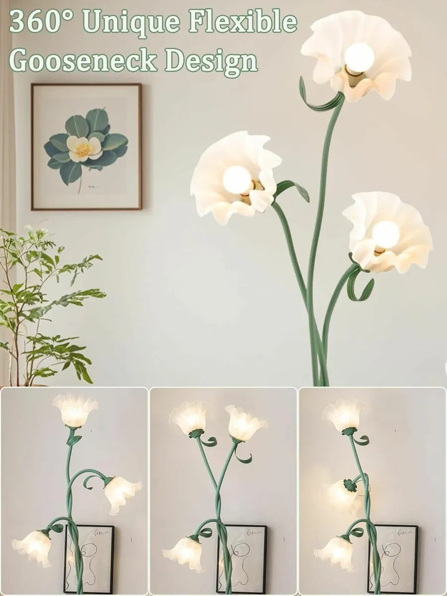 Vintage Flower Floor Lamp 3 Colour Reading - Image 4