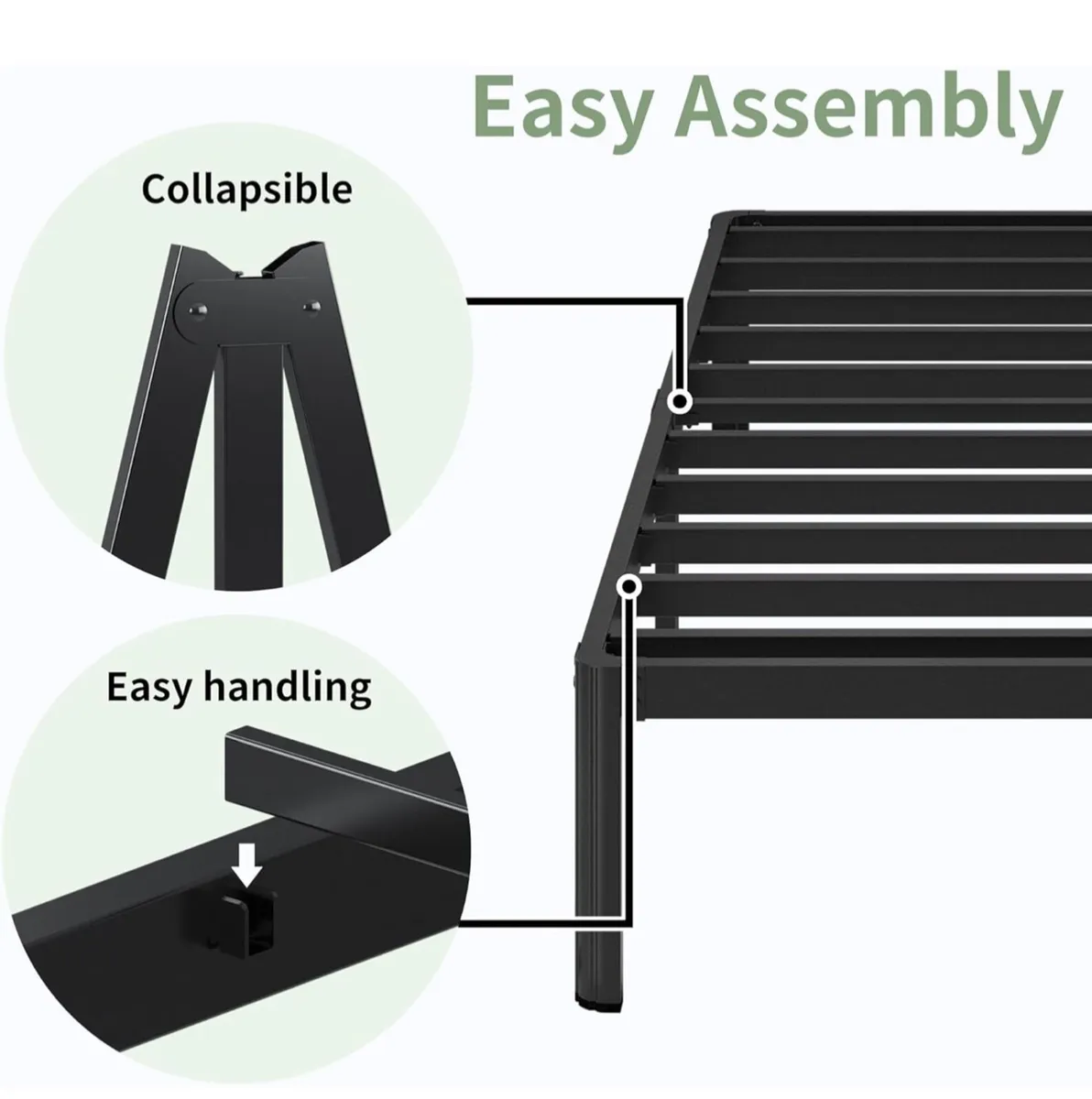 High Small Double Bed Frame 4ft with Rounded - Image 2