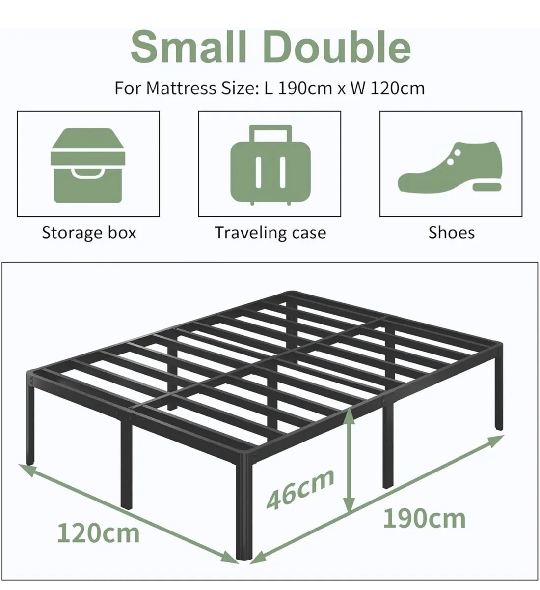 High Small Double Bed Frame 4ft with Rounded - Image 3