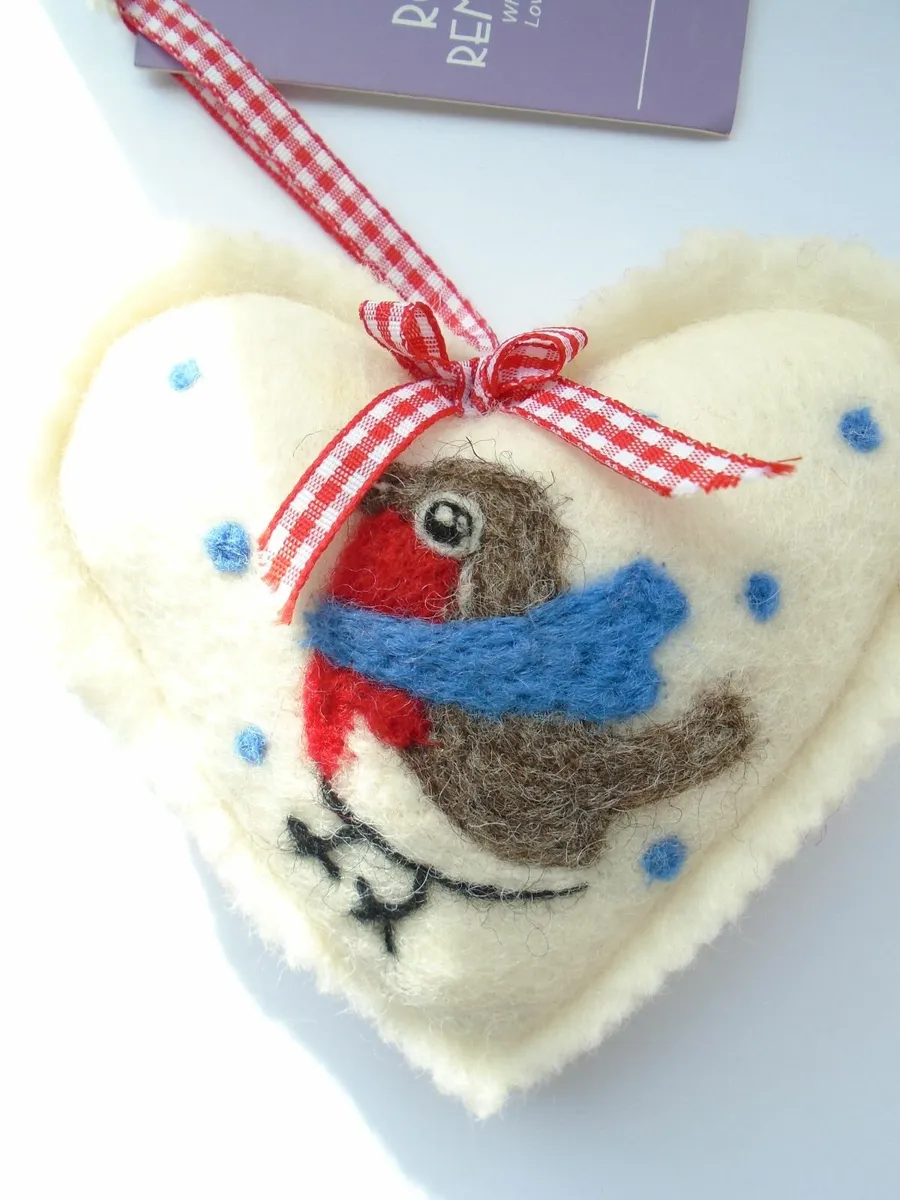 Felted robin ornament.Remembrance robin, New - Image 1