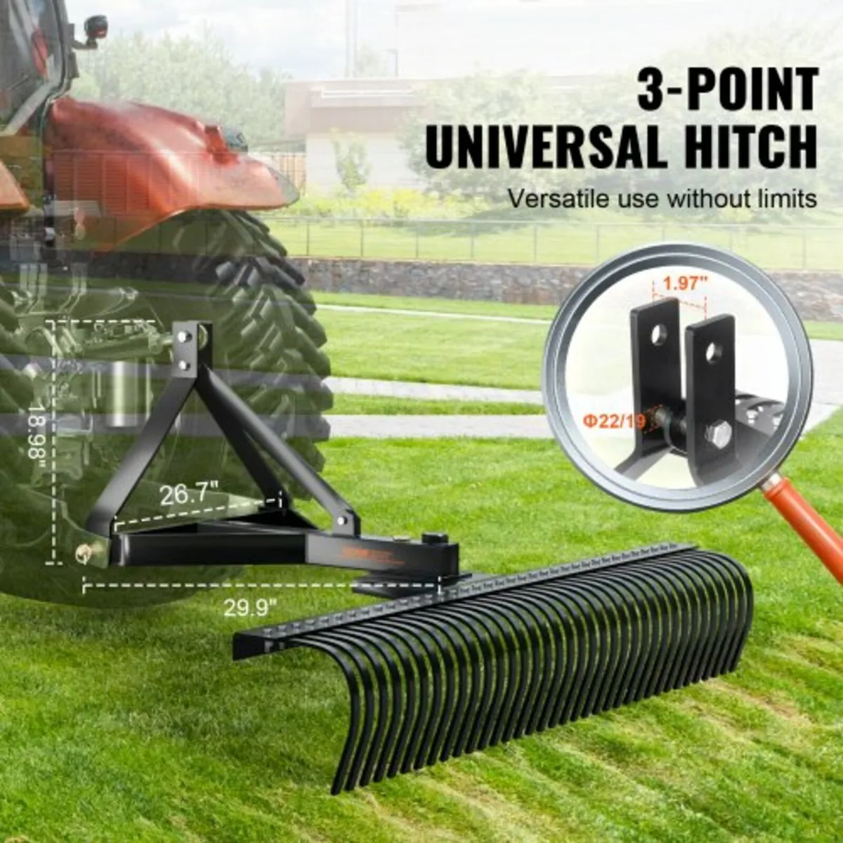 Tow Behind Dethatcher 72" 3-Point Lawn Dethatcher - Image 3