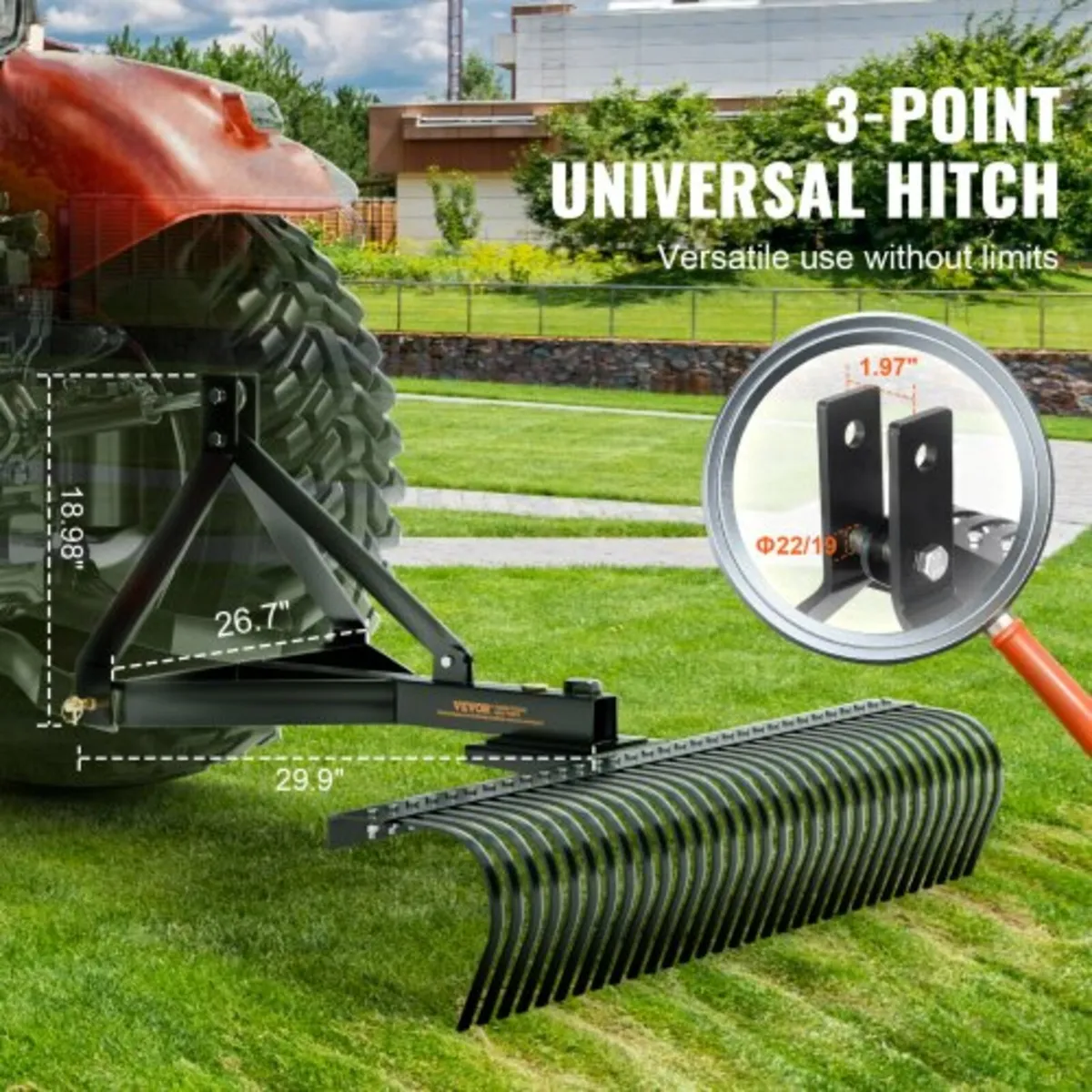 Tow Behind Dethatcher 60" 3-Point Lawn Dethatcher - Image 4
